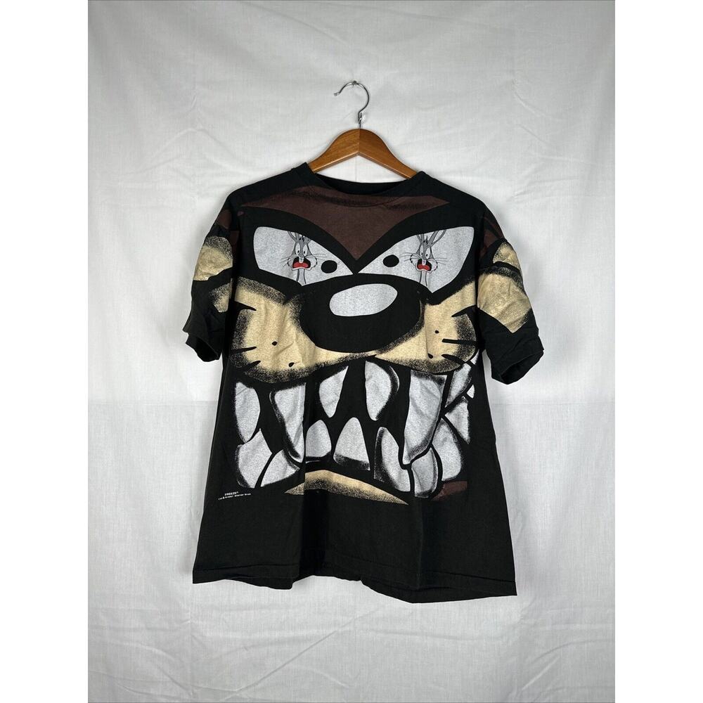 Vintage Taz Looney Tunes AOP Taz With Bugs In Eyes Single Stitch All over SZ XL
